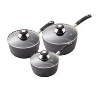 Tower Precision 3 Piece Saucepan Set Black
