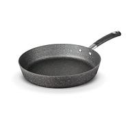 Tower Precision 30cm Stone Coated Frying Pan with Black Diamond PTFE Non-Stick Coating, Soft Grip Handle, Black