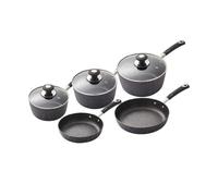 Tower Precision 5 Piece Non-Stick Forged Aluminium Pan Set with Black Diamond Coating - Black