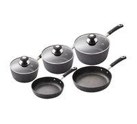 Tower T900110 Precision 5 Piece Non-Stick Forged Aluminium Pan Set with Black Diamond Coating, Soft Grip Handles, Black