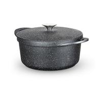 Tower Precision Casserole Dish with Aluminium Lid, Lightweight Cast Aluminium, 24cm, Black