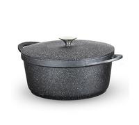 Tower Casserole Dish Precision T900192 - 28cm Lightweight Cast Aluminium with Aluminium Lid, Black