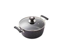 Tower Precision 24cm Non-Stick Forged Aluminium Stock Pot Diamond Coating, Soft Grip Handles, Black