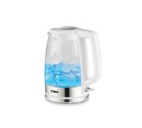 Tower PT10090WHT Illuminating Glass Kettle with Removable Filter, Boil Dry Protection, 1.7L, 2200W,White & Stainless Steel