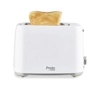 Tower Presto 2 Slice Toaster White - 750W Electric Toaster With Defrost, Reheat & Browning Control - Compact Kitchen Bread Toaster