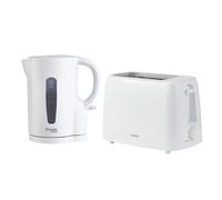 Tower Presto Kitchen Set, 1.7L 2200W Rapid Boil Kettle and 2 Slice Toaster with 6 Browning Levels, 650W, White, PT10053WHT & PT20087WHT