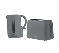 Tower Presto Kitchen Set, 1.7L 2200W Rapid Boil Kettle and 2 Slice Toaster with 6 Browning Levels, 650W, Grey, PT10053GRY & PT20087GRY