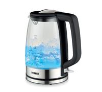 Tower PT10090BLK Illuminating Glass Kettle with Removable Filter Boil Dry