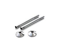 Tower Radiator Pipe Covers & Collars Pair - Chrome 15mm Pipe Shroud 130mm PS130C