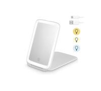 Carmen C85045WHT Rechargeable Travel Cosmetic Mirror, LED Lights with Adjustable Brightness, Compact Design, Smart Touch Screen Technology, 5 Hour Runtime, White