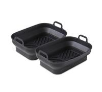 Tower Set of 2 Rectangular Foldable Trays Black