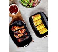 Tower Set of 2 Rectangular Foldable Trays Black