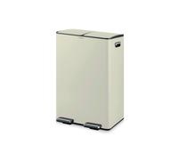 Tower Recycling Pedal Pin with Two 30L Compartments, Two Inner Buckets, Stainless Steel Body, 60L, Cream