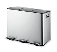 Tower Recycling Pedal Bin, Three 15L Compartments with Removable Inner Buckets, Carbon Steel Body, 45L, Stainless Steel