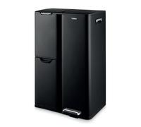 Tower Recycling Pedal Bin, Three Individual Compartments with Removable Inner Buckets, Carbon Steel Body, 60L, Black