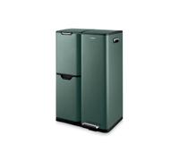 Tower Recycling Pedal Bin, Three Individual Compartments with Removable Inner Buckets, Carbon Steel Body, 60L, Forest Green, T838024FOR
