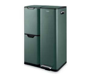 Tower Recycling Pedal Bin, Three Individual Compartments with Removable Inner Buckets, Carbon Steel Body, 60L, Forest Green, T838024FOR