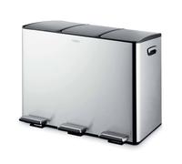 Tower Recycling Pedal Bin with 3 Compartments, 45L, Stainless Steel