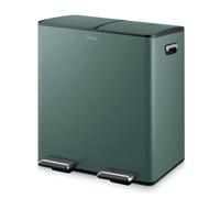 Tower Recycling Pedal Bin, Two 20L Compartments with Removable Inner Buckets, Carbon Steel Body, 40L, Forest Green
