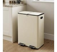Tower Recycling Pedal Bin With Two Compartments 60L, Cream