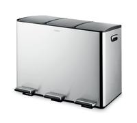 Tower Recycling Pedal Bin, Three 15L Compartments with Removable Inner Buckets, Carbon Steel Body, 45L, Stainless Steel