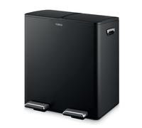 Tower T838022BLK Recycling Pedal Bin with Two 20L Compartments, Carbon Steel Body, Two Inner Buckets, 40L, Black