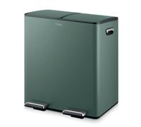 Tower Recycling Pedal Pin with Two 20L Compartments, Carbon Steel Body, Two Inner Buckets, 40L, Forest Green, T838022FOR