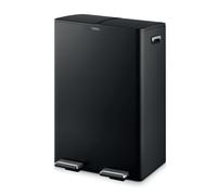 Tower Recycling Pedal Pin with Two 30L Compartments, Two Inner Buckets, Carbon Steel Body, 60L, Black, T838023BLK