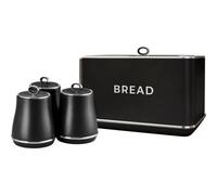 Tower Renaissance Black Bread Bin And 3 Canisters Matching Kitchen Storage Set 16L + 3X1.5L