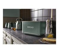 Tower Renaissance Bread Bin, 16L Capacity, Simple Pull Lid and Set of 3 Storage Canisters for Coffee/Sugar/Tea, 1.5L, Forest Green