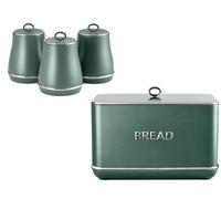 Tower Renaissance Bread Bin & Canisters Kitchen Storage Set in Forest Green