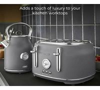 Tower Renaissance Grey Kettle And 4-Slice Toaster Matching Kitchen Set - 1.7L Kettle 3Kw, 1630W Toaster, Grey