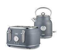 Tower Renaissance Kitchen Set, 1.7L Quiet Boil Kettle & 4 Slice Toaster, Grey, T10063GRY, T20065GRY