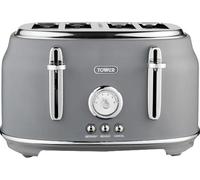 Tower Renaissance 4 Slice Retro Toaster, Wide Slots, 1630W, Grey - T20065GRY