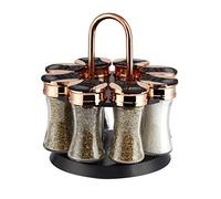 Tower Rotating Spice Rack with 8 Jars, Pre Filled with Spices, Rose Gold, T826020RM