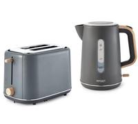 Tower Scandi Grey 1.7L 3KW Rapid Boil Kettle & 2 Slice Toaster. Matching Scandinavian Minimalist Design Kettle & 2 Slice Toaster Set in Grey