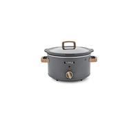 Tower Scandi T16034GRY Slow Cooker with 3 Heat Settings, 3.5L, 210W, Grey with Wood Accents