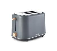 Tower Scandi 2 Slice Toaster, Adjustable Browning Control, Wide Slots, 800W, Grey & Wood-Effect Accents- T20027G