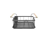 Tower Scandi Dish Drainer Rack with Removable Drip Tray and Cutlery Holder, Grey with Wood Effect Handles One Size, T847009GRY