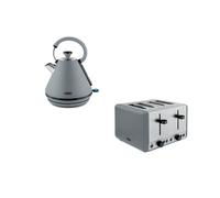Tower Sera Kitchen Set, 1.7L Rapid Boil Kettle and 4 Slice Toaster, Grey, T20086GRY & T10079GRY