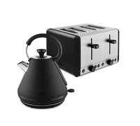 Tower Sera Kitchen Set: 1.7L 3KW Rapid-Boil Kettle & 4-Slice Toaster, Black EEJB327