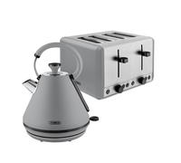 Tower Sera Kitchen Set, 1.7L Rapid Boil Kettle and 4 Slice Toaster, Grey, T20086GRY & T10079GRY