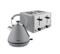 Tower Sera Kitchen Set, 1.7L Rapid Boil Kettle and 4 Slice Toaster, Grey, T20086GRY & T10079GRY