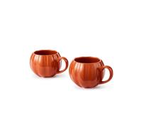 Wade Set of 2 Pumpkin Shaped Mugs with Smooth Glaze Interior, Stoneware, 337ml Capacity, Orange, WA976005ORA
