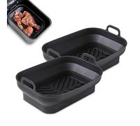 Tower Set of 2 Rectangular Foldable Silicone Trays, Black
