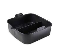 Tower T843095 Square Air Fryer Tray with Divider (2.5L), Suitable for Most Air Fryers 6 litres and Above Including Ninja, Reusable Silicone Liner, Black