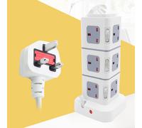 Tower Socket Extension Lead 3M 12Way Cable Surge Protected Power 4 USB
