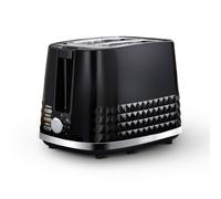 Tower Solitaire 2 Slice Toaster, 850W, Wide Slots, 3D Diamond Textured, Black & Chrome Accents - T20082BLK