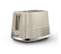 Tower Solitaire 2 Slice Toaster, 850W, Wide Slots, 3D Diamond Textured, Latte & Chrome Accents - T20082MSH