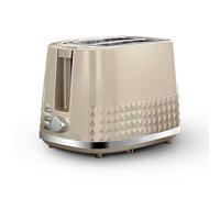 Tower Solitaire 2 Slice Toaster, 850W, Wide Slots, 3D Diamond Textured, Latte & Chrome Accents - T20082MSH
